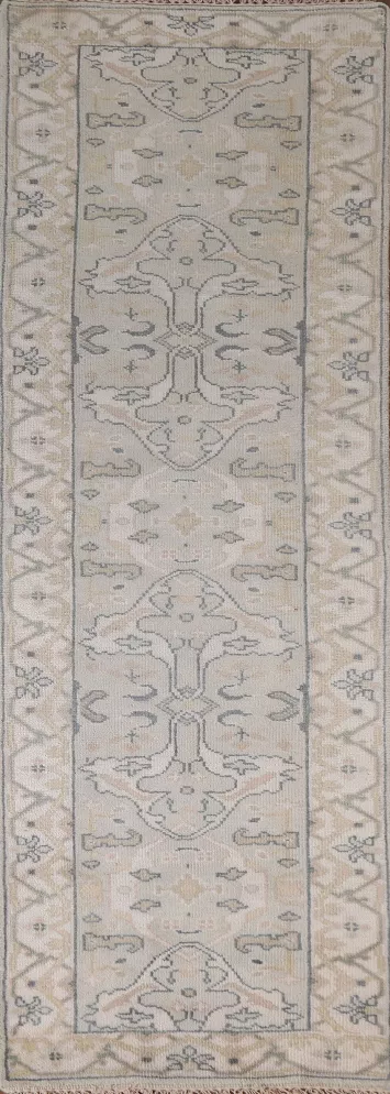 Green Wool Oushak Oriental Runner Rug 3x10