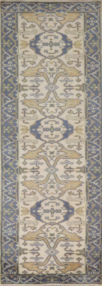 All-Over Oushak Handmade Runner Rug 3x10