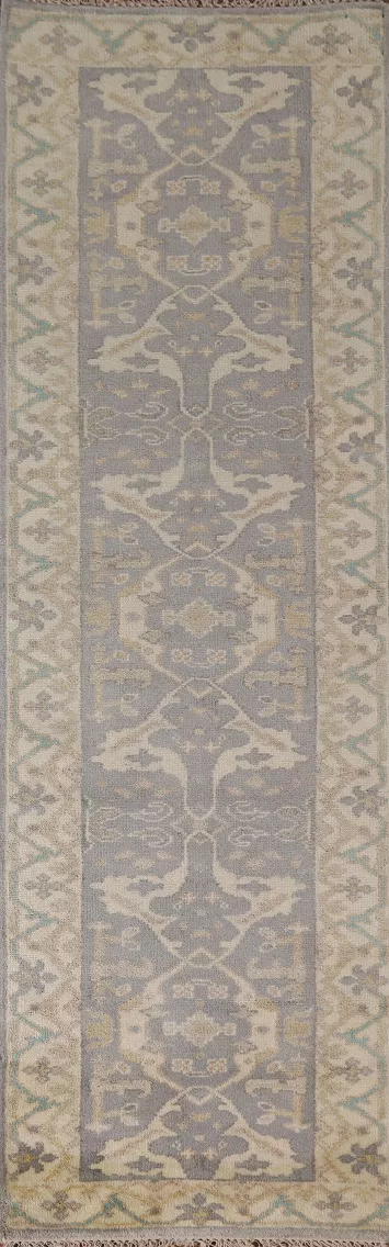 Gray Wool Oushak Oriental Runner Rug 3x10