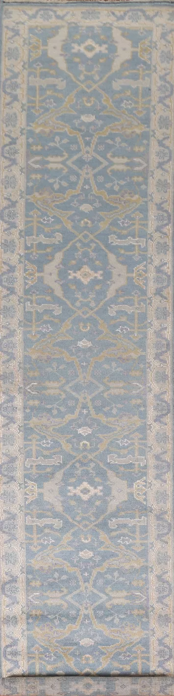 All-Over Wool Oushak Indian Runner Rug 3x16