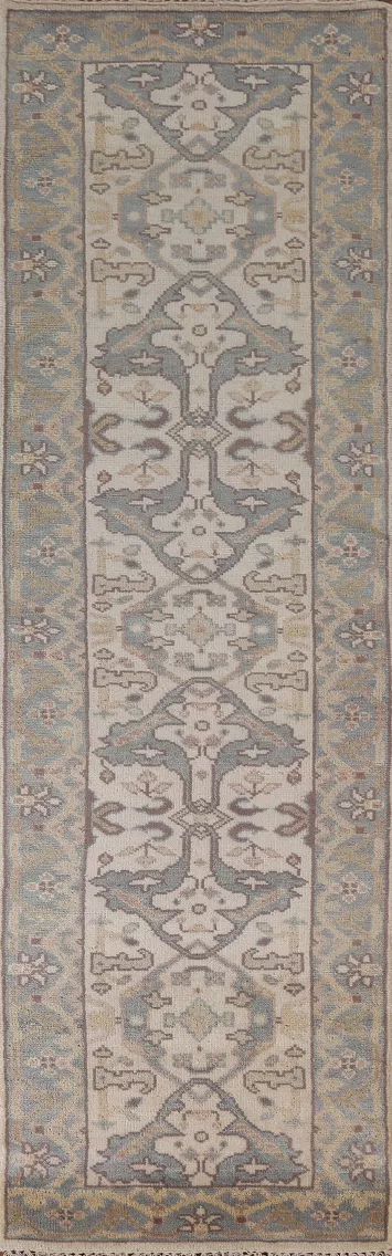 Geometric Wool Oushak Oriental Runner Rug 3x10