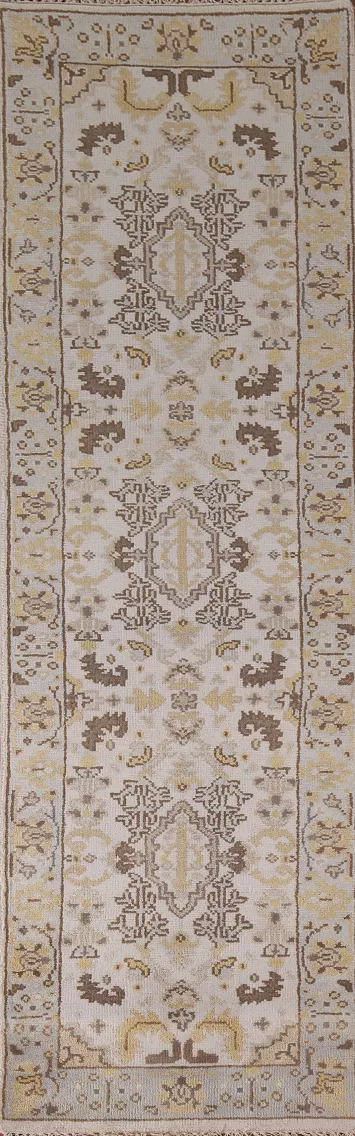 All-Over Wool Oushak Oriental Runner Rug 3x10