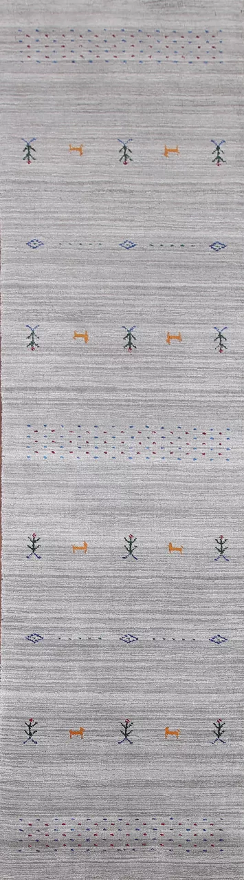 Silver Gray Gabbeh Oriental Runner Rug 2x10