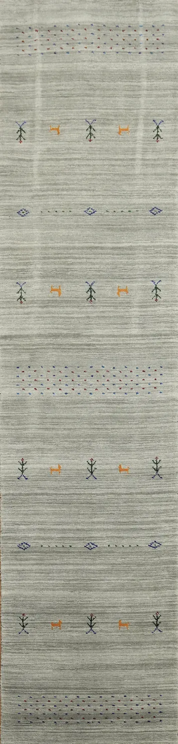 Silver Gray Gabbeh Oriental Runner Rug 2x10
