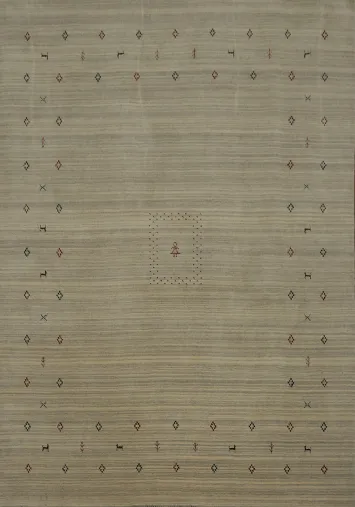 Stylishly Gabbeh Area Rug 8x10 with Simple Geometric Motifs