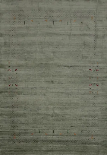 Classic Handcrafted Gabbeh Wool Area Rug 8x10 in Neutral Palette