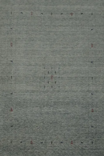 Soft Blue Gabbeh Large Area Rug 9x12 with Faint Central and Border Design