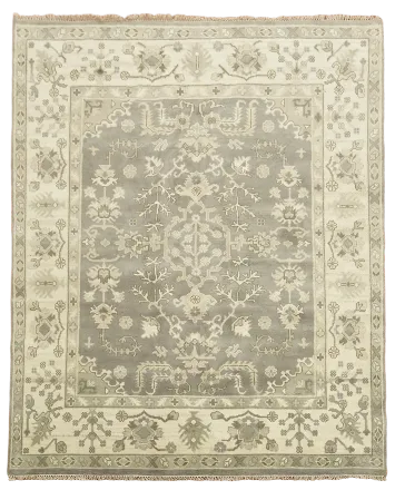 Vintage-Inspired Grey and Beige Area Rug for Classic Interiors 8'x10'