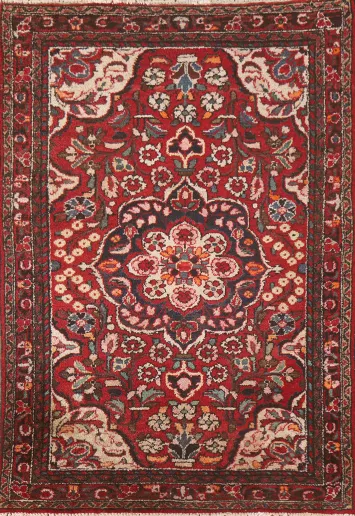 Red Floral Hamedan Persian Area Rug 4x5