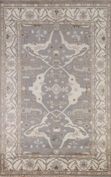 Handmade Gray Oushak Wool Area Rug 6x9