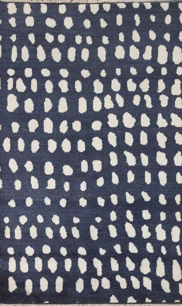 Navy Blue Moroccan Modern Area Rug 5x8