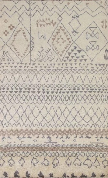 Earth Tone Plush Moroccan Indian Area Rug 5x8