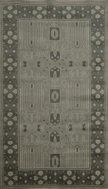 Timeless Elegance in Grey Geometric Moroccan Area Rug 5x8
