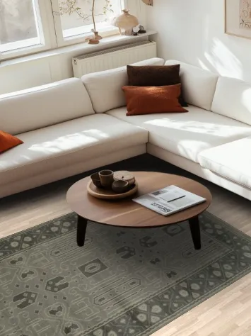 Timeless Elegance in Grey Geometric Moroccan Area Rug 5x8