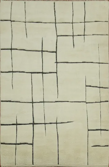 Earth Tone Moroccan Modern Area Rug 6x9