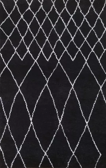 Black Moroccan Oriental Area Rug 5x8