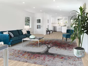 Nature Print Art Deco Vegetable Dye Area Rug 9x12