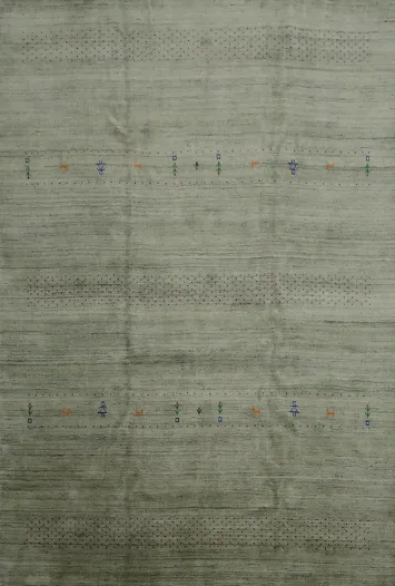 Sophisticated Green Gabbeh Area Rug 8x10