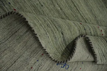 Contemporary Green Gabbeh Rug with Geometric Accents 8x10