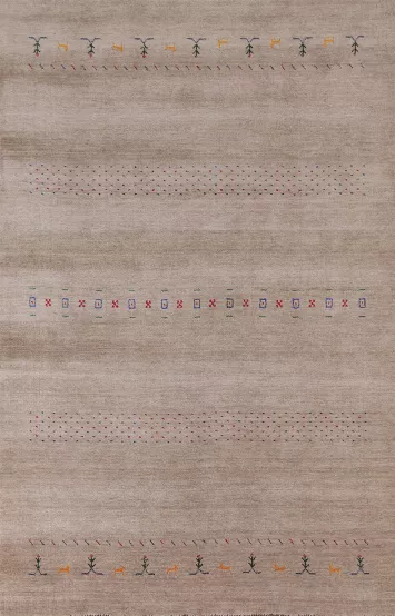 Beige & Brown Gabbeh Oriental Area Rug 5x8