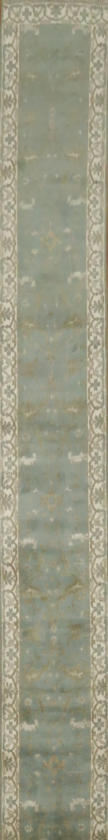 Gray Blue Oushak Oriental Runner Rug 3x19