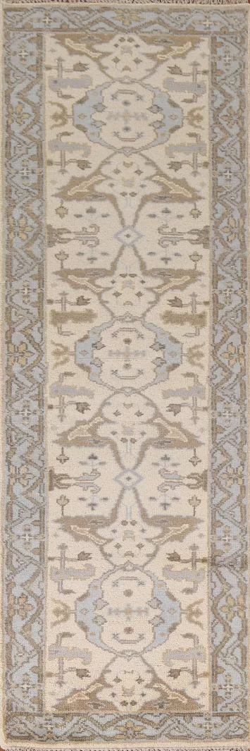 Handmade Oushak Oriental Runner Rug 3x10