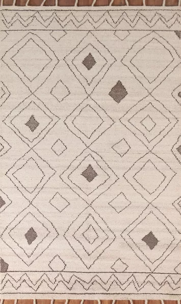 Geometric Plush Moroccan Earth Tone Wool Area Rug 5x8