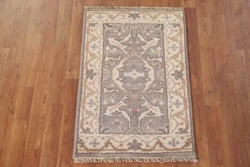 Gray Wool Handmade Oushak Oriental Rug 2x3