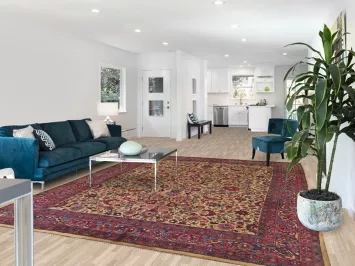 Antique Wool Mashad Persian Area Rug 9x11