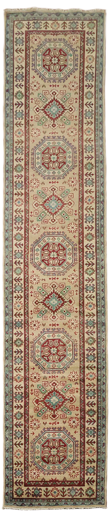 Handmade Kazak Oriental Runner Rug 3x13