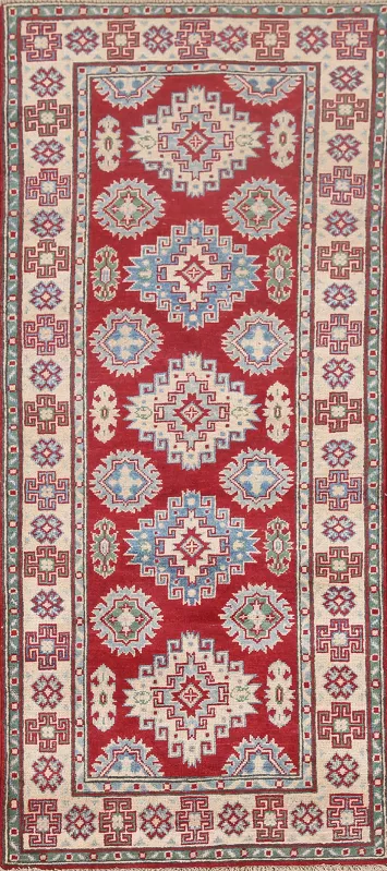 Red Wool Kazak South Western Runner Rug 3x7