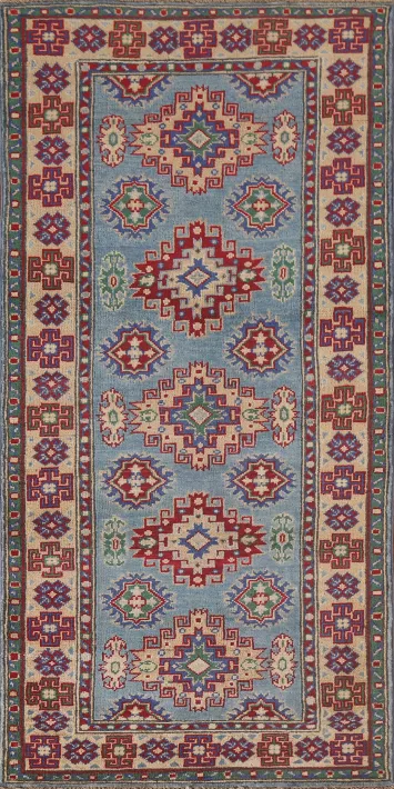Blue Handmade Kazak Oriental Area Rug 3x6