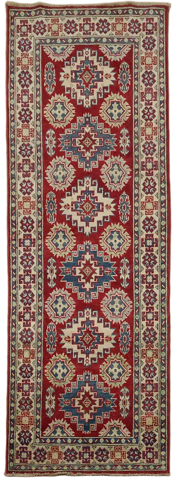 Red Wool Kazak South Western Runner Rug 3x8