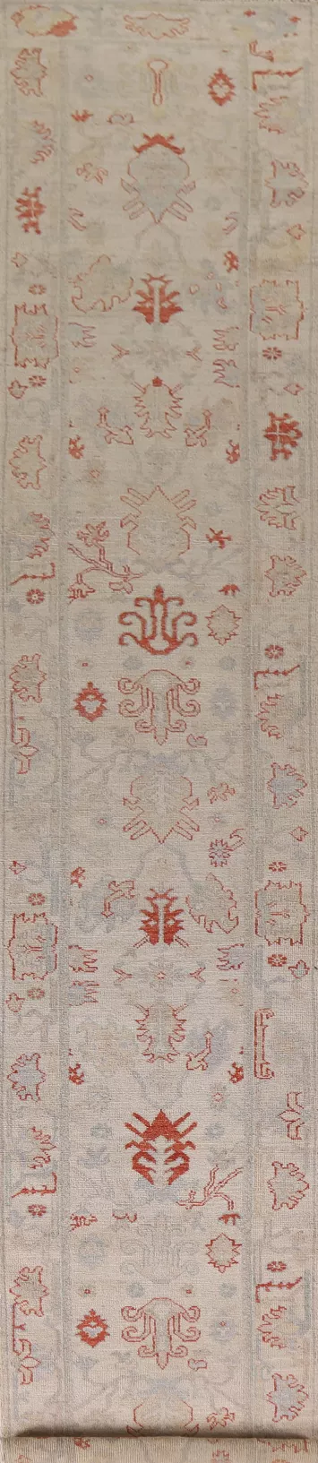 Earth Tone Oushak Vegetable Dye Runner Rug 2x18