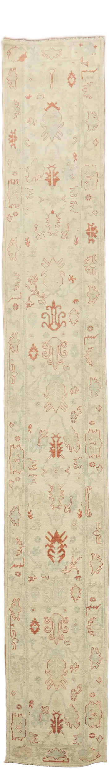 Earth Tone Oushak Vegetable Dye Runner Rug 2x18
