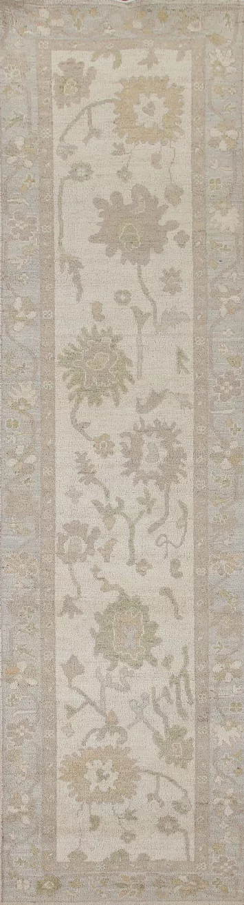 Vegetable Dye Oushak Turkish Runner Rug 3x12