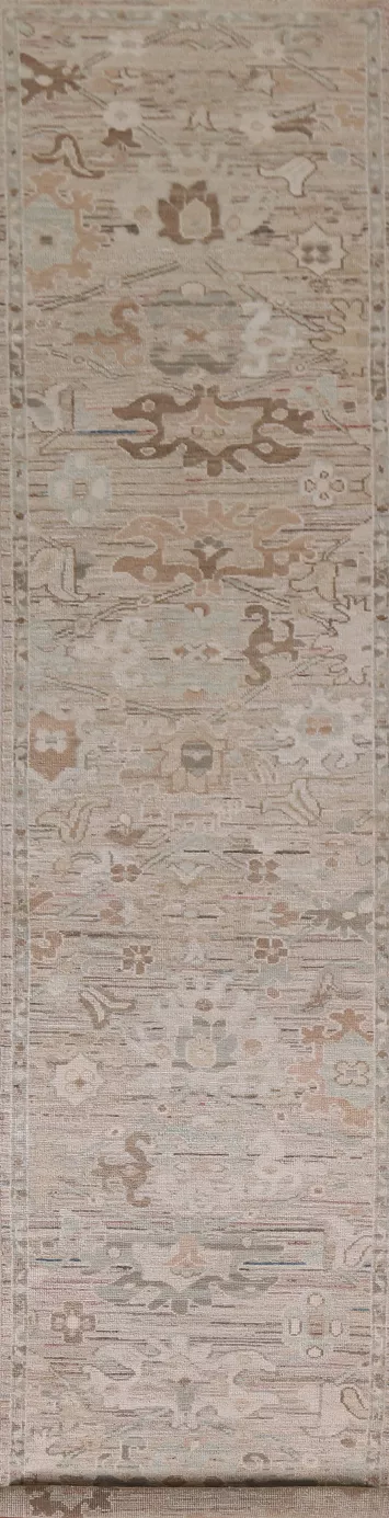 Earth Tone Oushak Vegetable Dye Runner Rug 2x13