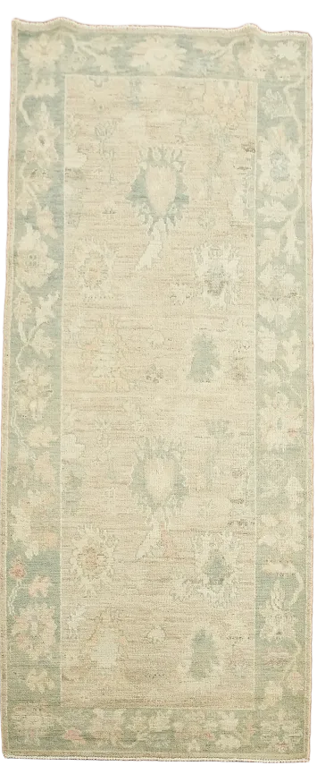 Vegetable Dye Oushak Turkish Runner Rug 3x8