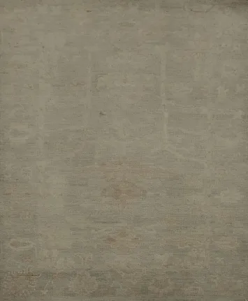 Muted Green Oushak Turkish Vegetable Dye Rug 3x5