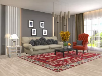 Geometric Red Kazak Oriental Area Rug 7x10