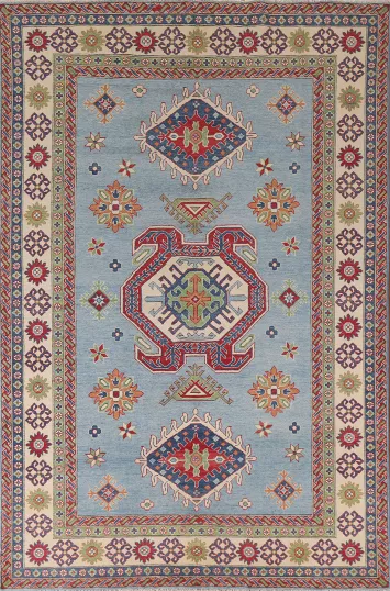 Light Blue Kazak Handmade Area Rug 7x10