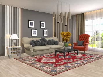 Red Wool Kazak South Western Area Rug 7x10