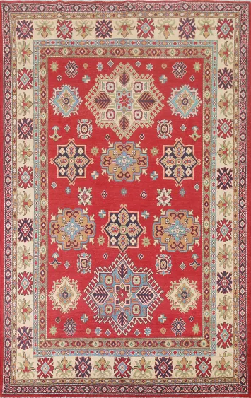 Red Wool Kazak South Western Area Rug 7x10