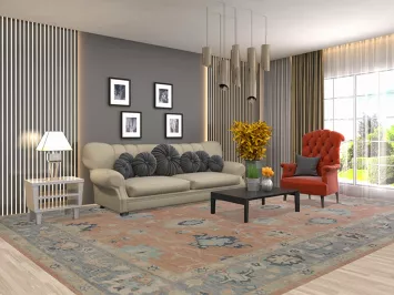 Vegetable Dye Oushak Turkish Area Rug 10x14