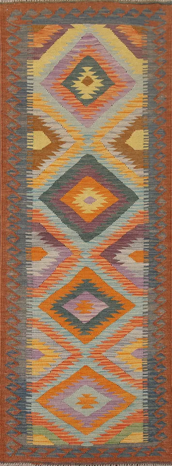Geometric Kilim Oriental Runner Rug 2x8