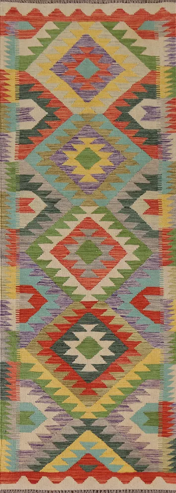 Colorful Kilim Oriental Runner Rug 3x8