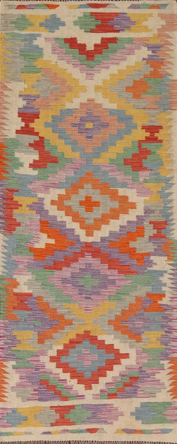 Geometric Kilim Oriental Runner Rug 3x8