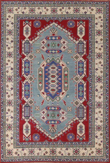 Blue Kazak Handmade Area Rug 7x10
