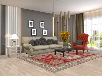 Geometric Red Kazak Oriental Area Rug 6x10