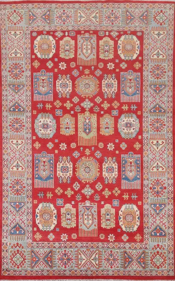 South Western Kazak Red Wool Area Rug 6x10